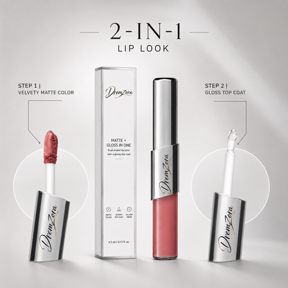 Dremzora 2-in-1 Matte Lip Tint & Clear Gloss