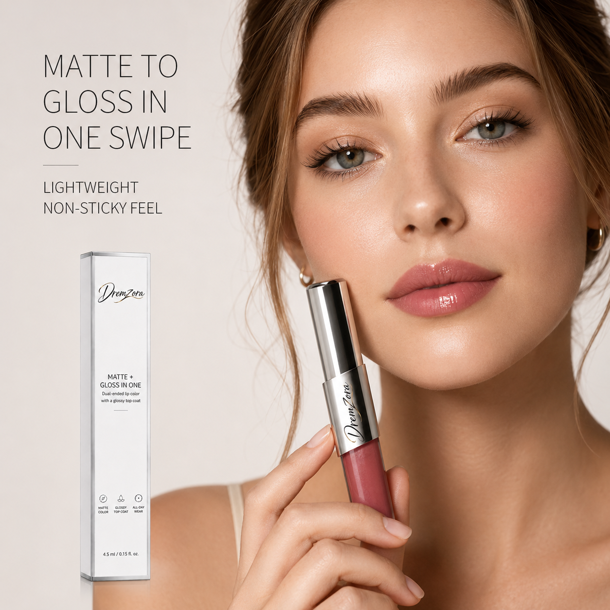 Dremzora 2-in-1 Matte Lip Tint & Clear Gloss