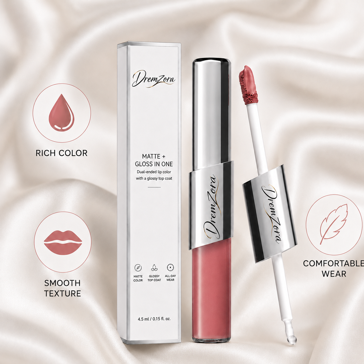 Dremzora 2-in-1 Matte Lip Tint & Clear Gloss