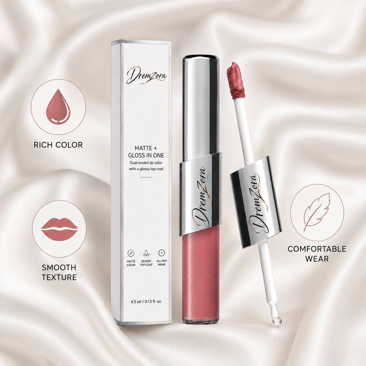 Dremzora 2-in-1 Matte Lip Tint & Clear Gloss