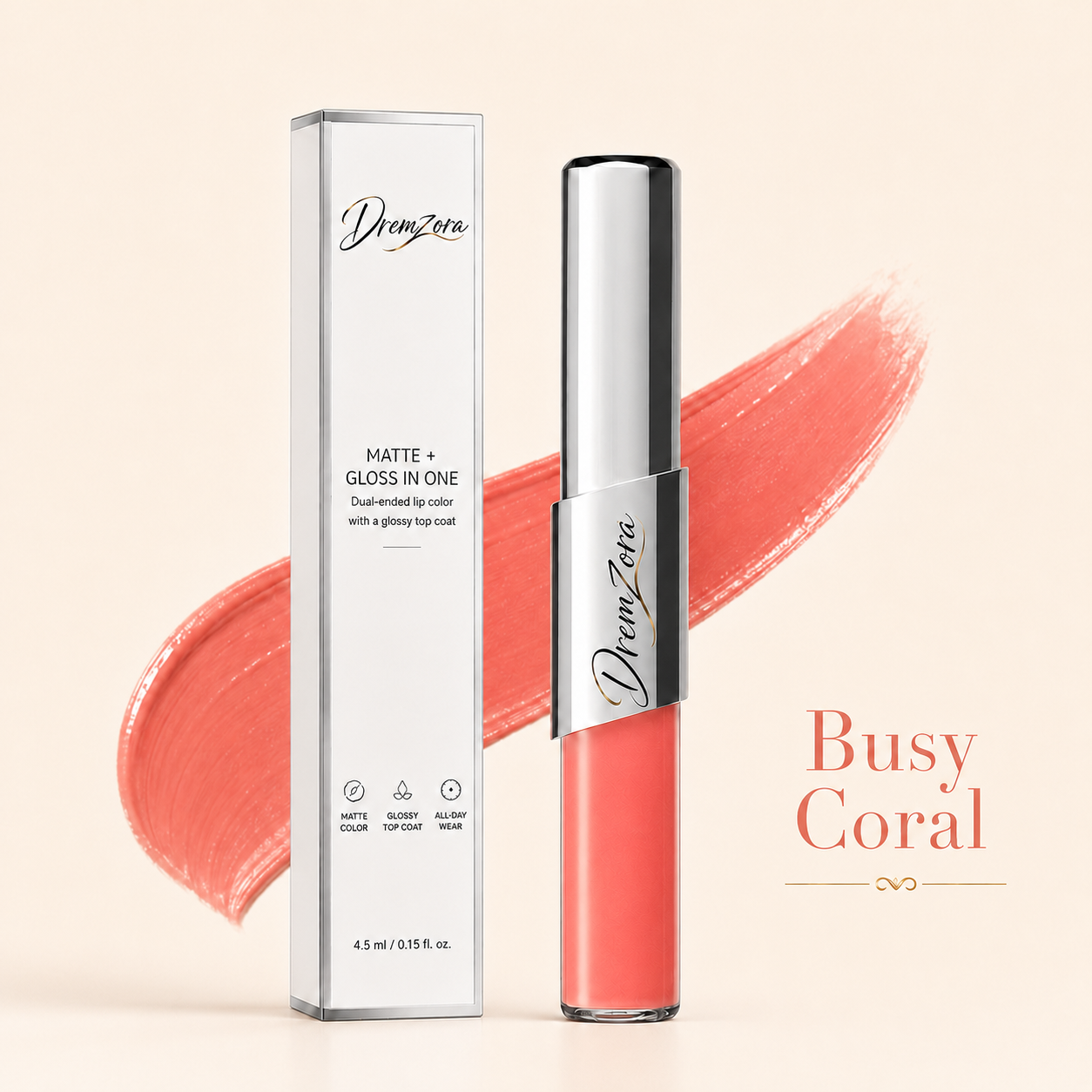 Dremzora 2-in-1 Matte Lip Tint & Clear Gloss