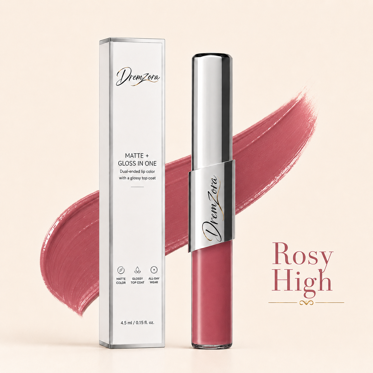 Dremzora 2-in-1 Matte Lip Tint & Clear Gloss