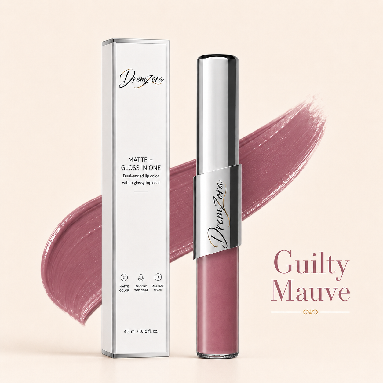 Dremzora 2-in-1 Matte Lip Tint & Clear Gloss