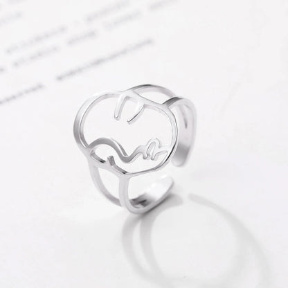 Copper Plated Silver Abstract Face Open Ring Ring